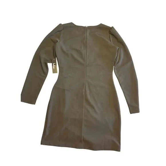 Nwt amazement lulus Medium flirty little black ruched long sleeve bodycon dress - Picture 3 of 7